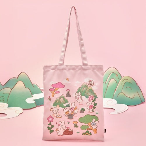 BT21 K-TOKKI Eco Bag in lichtroze met BT21-personages