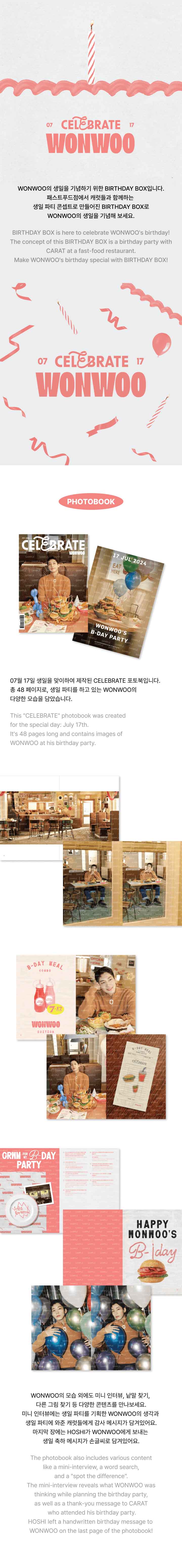 Inhoud van SEVENTEEN HAPPY WONWOO DAY Birthday Box VER.3