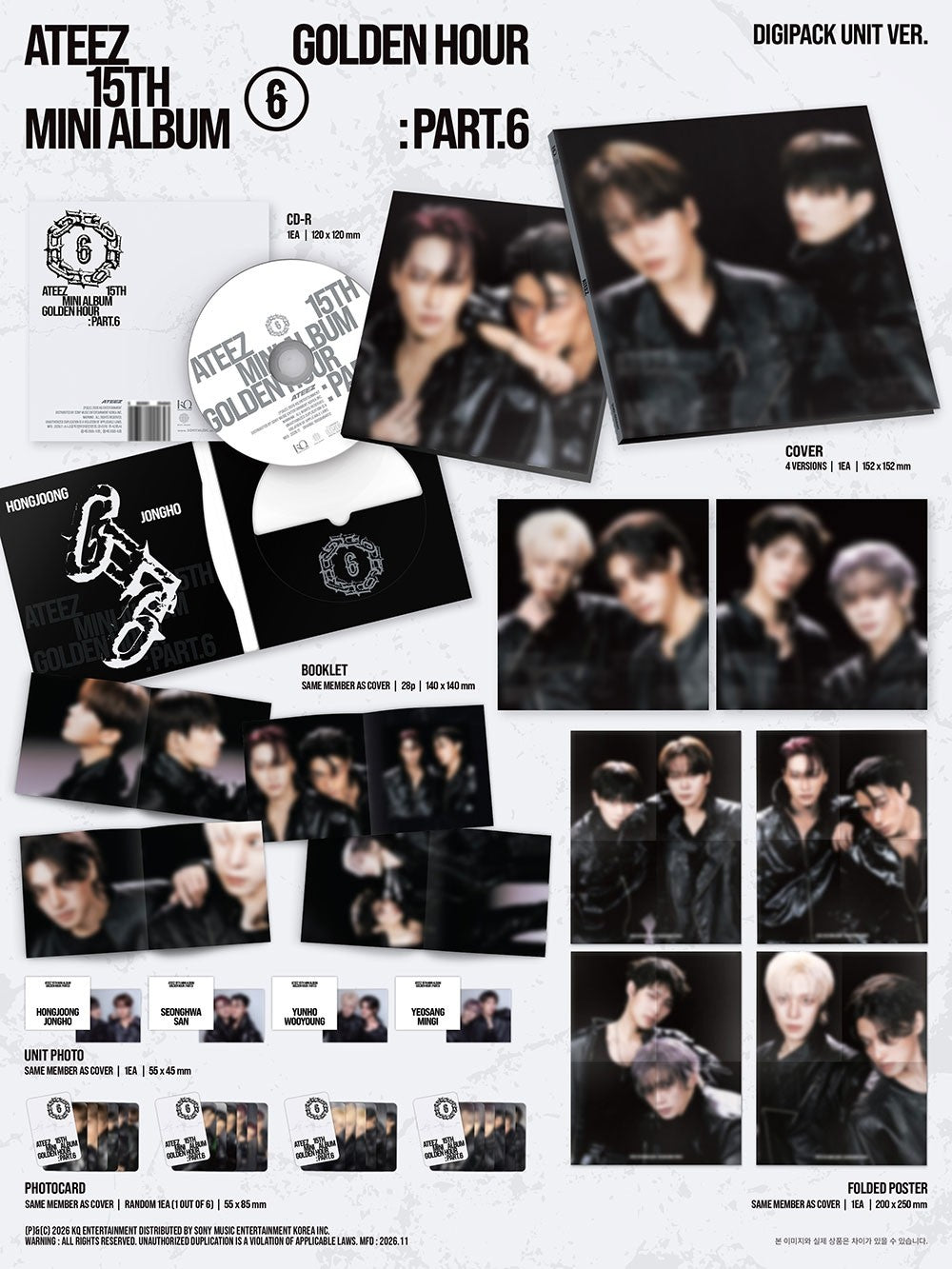 ATEEZ GOLDEN HOUR Part.6 Digipack Unit Ver. inhoud en POB