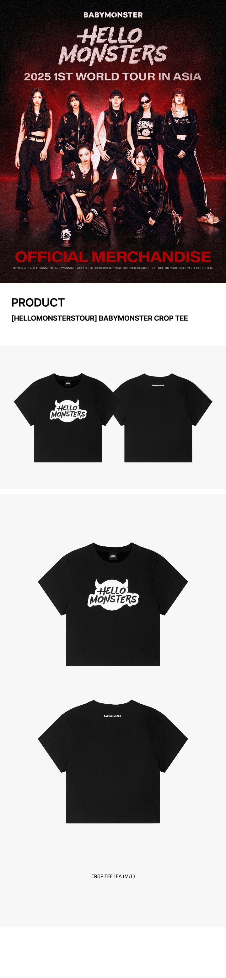 BABYMONSTER HELLO MONSTERS TOUR Crop Tee productdetails