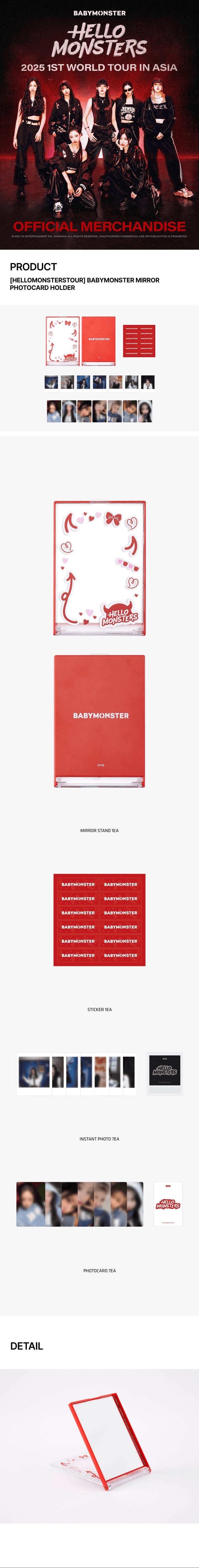 Inhoud en afmetingen BABYMONSTER HELLO MONSTERS TOUR Mirror Photocard Holder