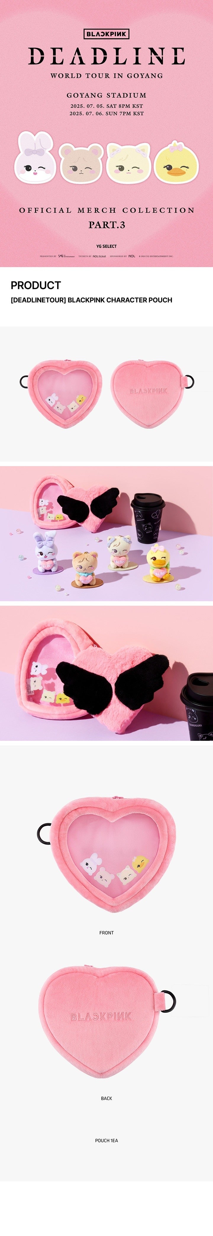 BLACKPINK Character Pouch afmetingen en materialen