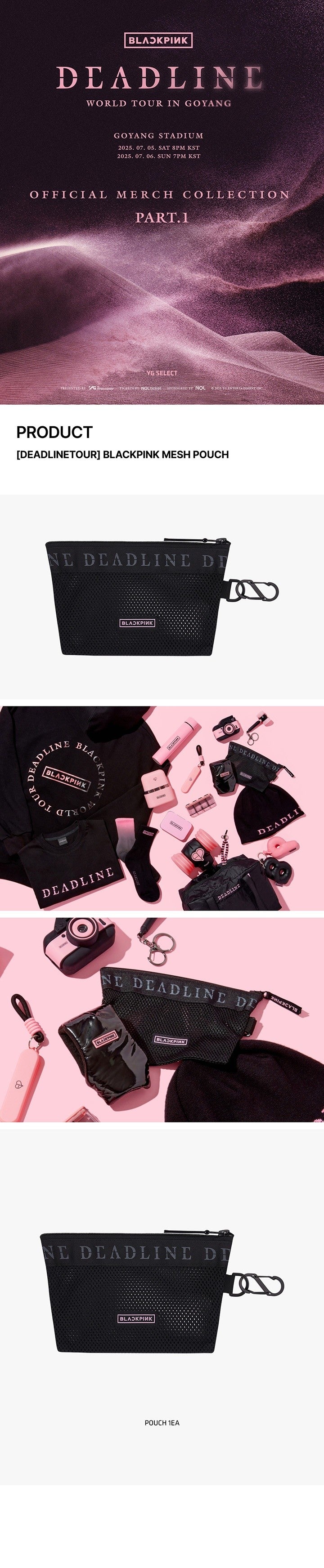 Details van de BLACKPINK DEADLINE TOUR Mesh Pouch