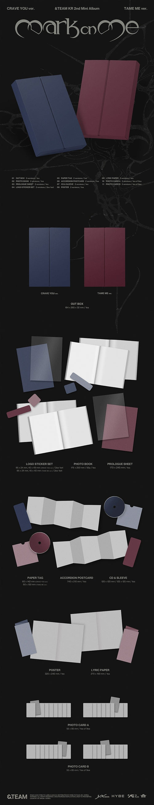 &TEAM WEVERSE &TEAM KR 2ND MINI ALBUM 'MARK ON ME' 2EA 1SET K-pop album - afbeelding 2