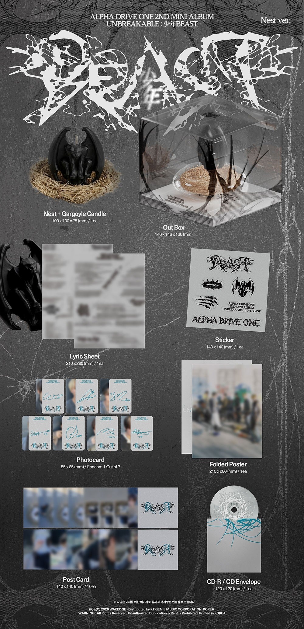 ALPHA DRIVE ONE - 2ND MINI ALBUM 'UNBREAKABLE : 少年BEAST' NEST VER. (LIMITED EDITION) (Photobook)