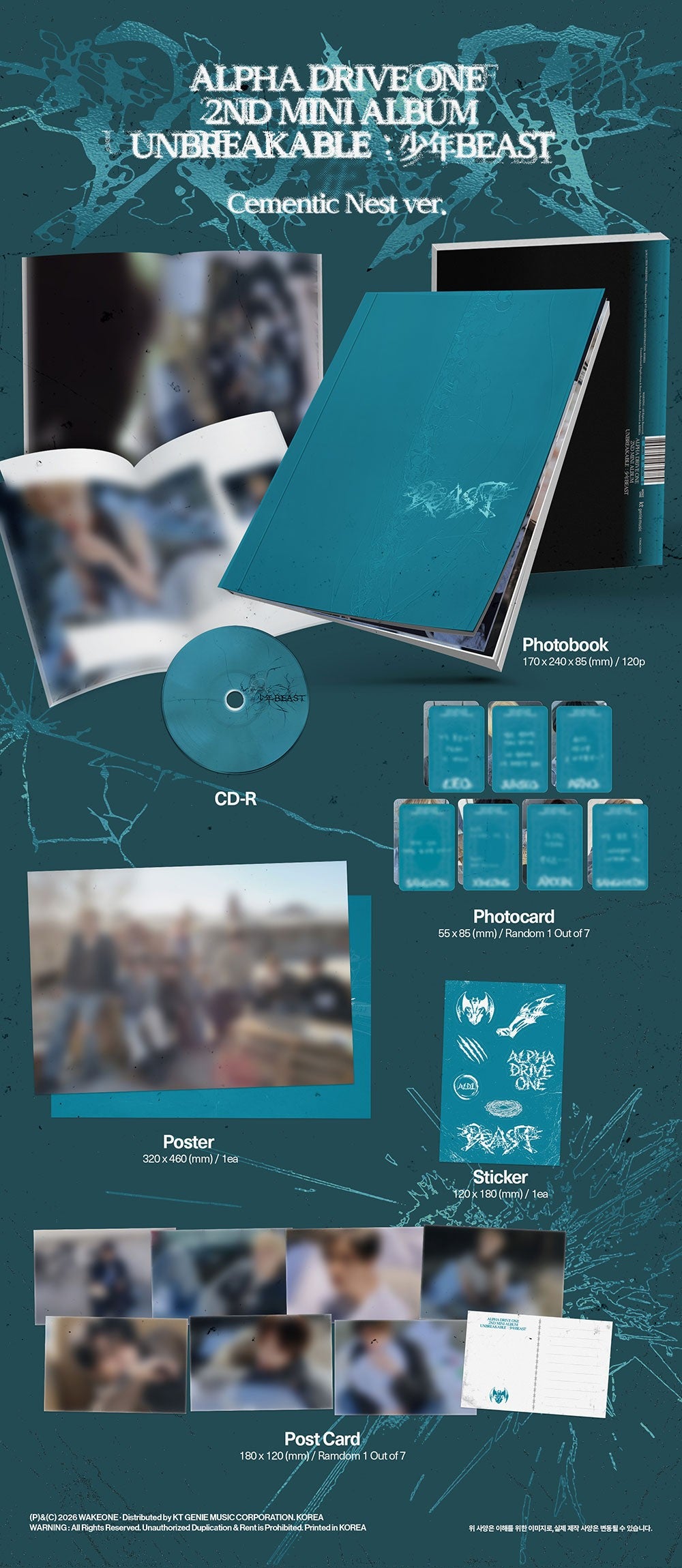 ALPHA DRIVE ONE - 2ND MINI ALBUM 'UNBREAKABLE : 少年BEAST' (CEMENTIC NEST VER.)