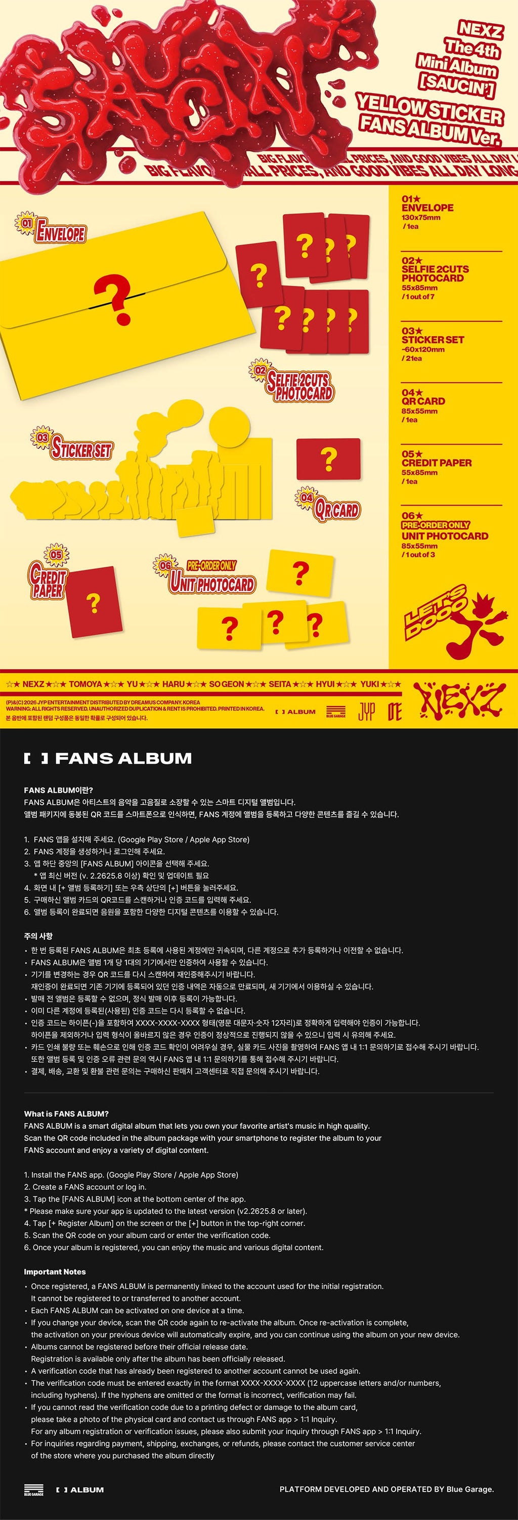 NEXZ - 4TH MINI ALBUM [SAUCIN'] (STICKER FANS ALBUM VER. (RANDOM))
