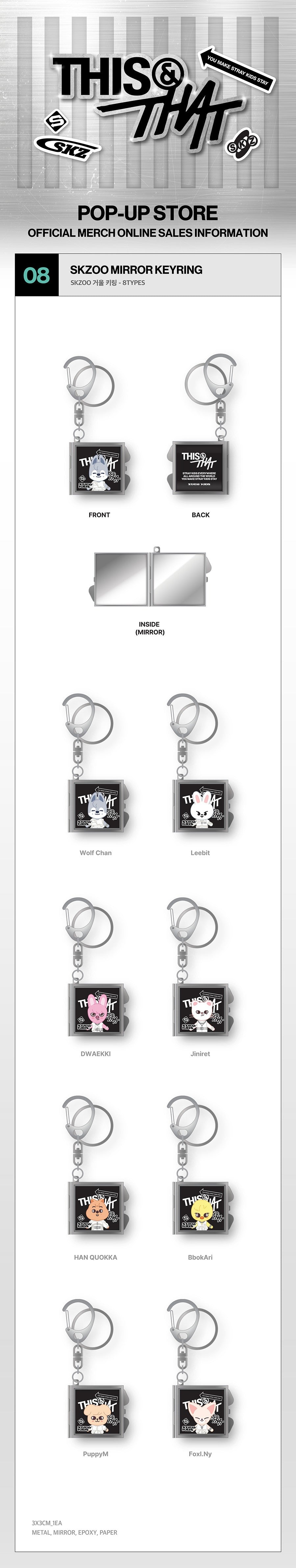 STRAY KIDS - THIS & THAT - SKZOO MIRROR KEYRING