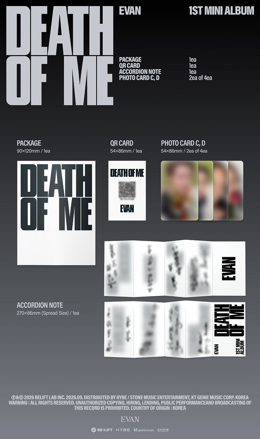 EVAN - 1ST MINI ALBUM 'DEATH OF ME' (Weverse Albums)