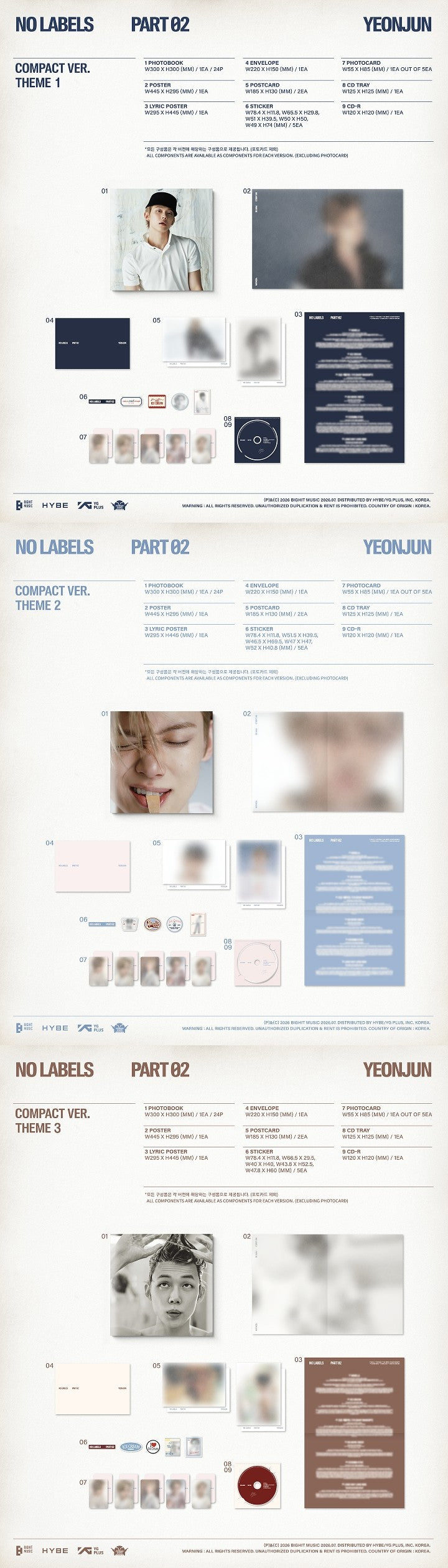YEONJUN - NO LABELS : PART 02 (COMPACT VER. (3EA 1SET))