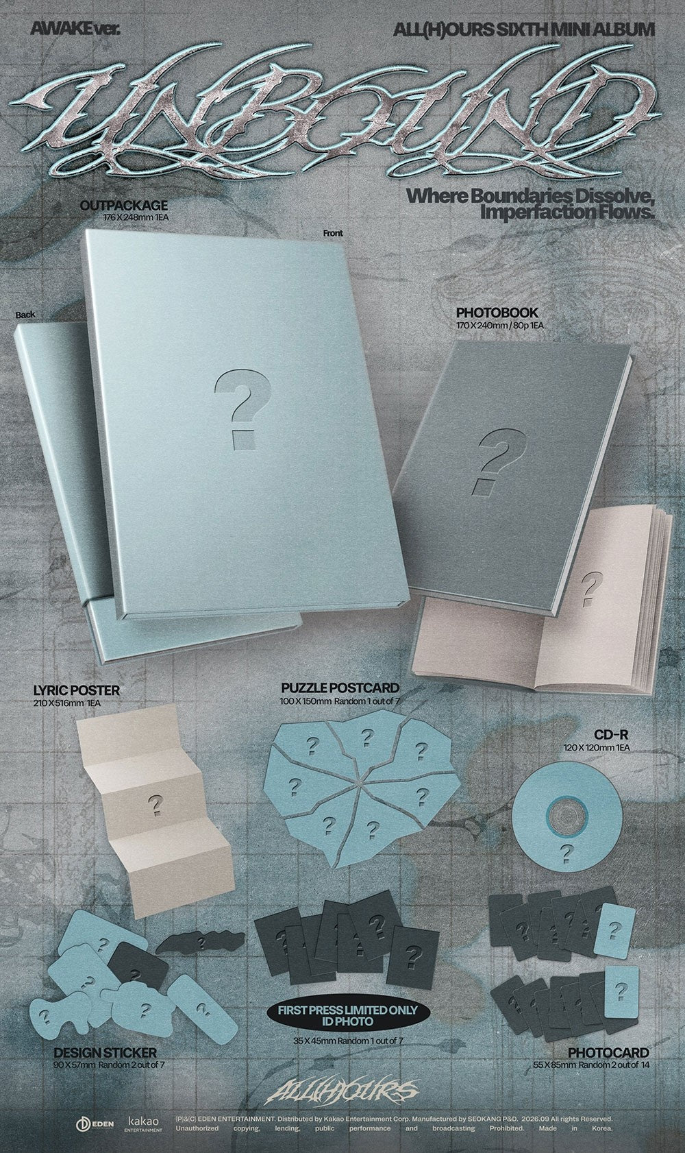 ALL(H)OURS 6TH MINI ALBUM UNBOUND Random K-pop album - afbeelding 2