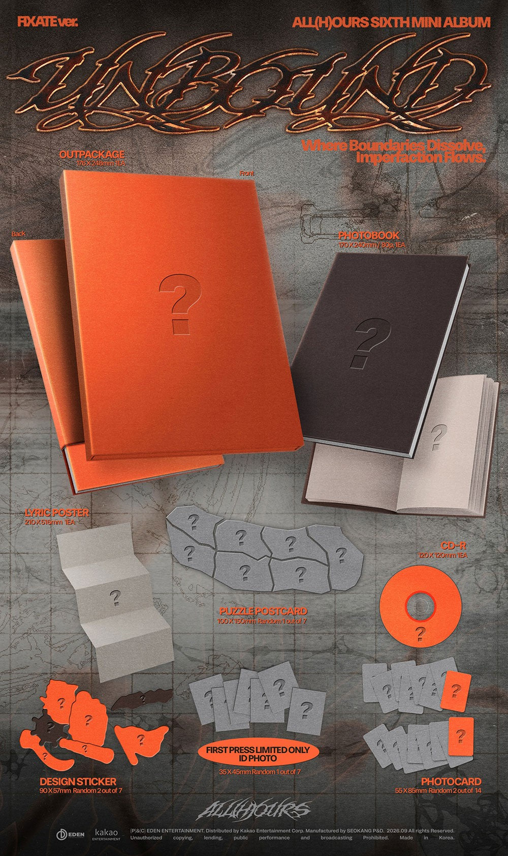 ALL(H)OURS 6TH MINI ALBUM UNBOUND Random K-pop album - afbeelding 3