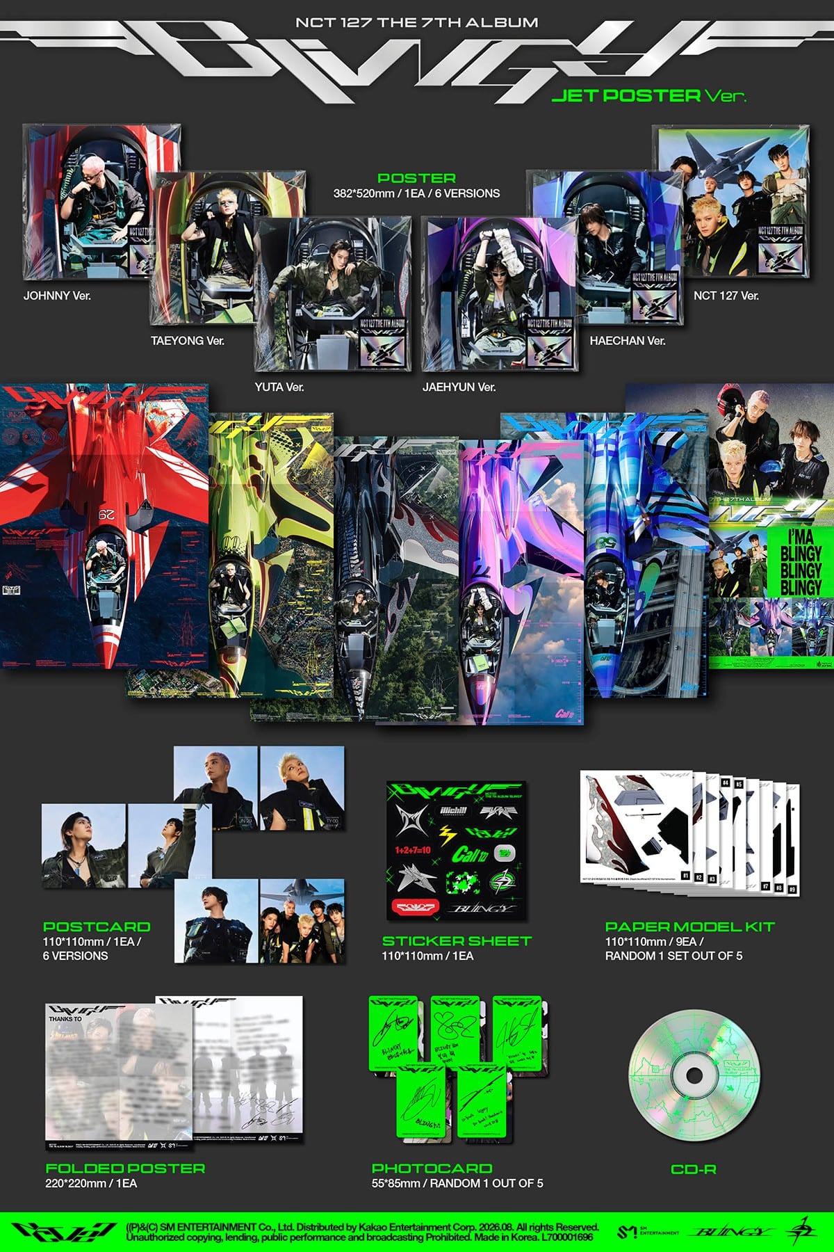 NCT THE 7TH ALBUM 'BLINGY' JET POSTER VER. (RANDOM) K-pop album - afbeelding 2