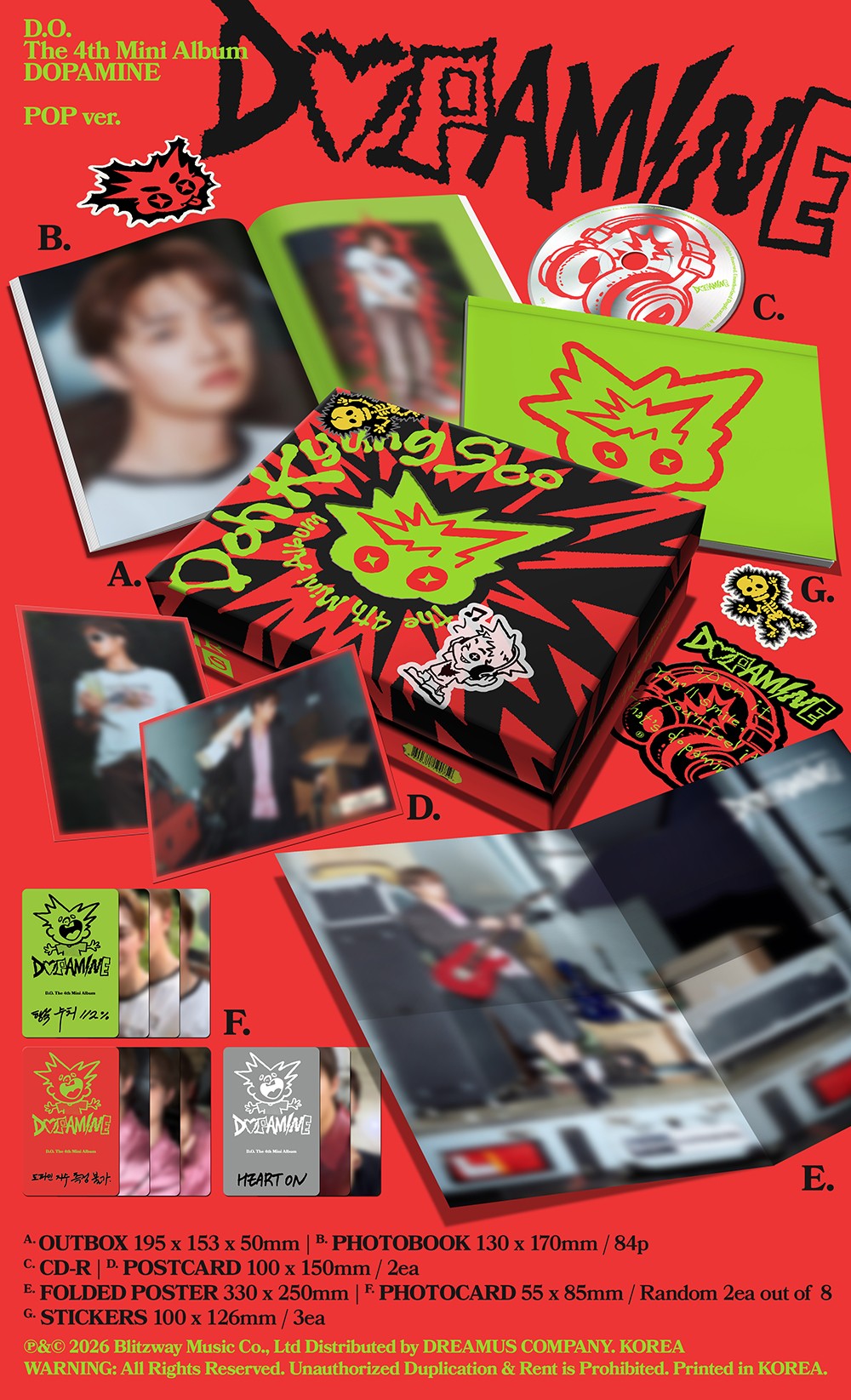 D.O. (DOH KYUNG SOO) THE 4TH MINI ALBUM 'DOPAMINE' POP VER. K-pop album - afbeelding 2