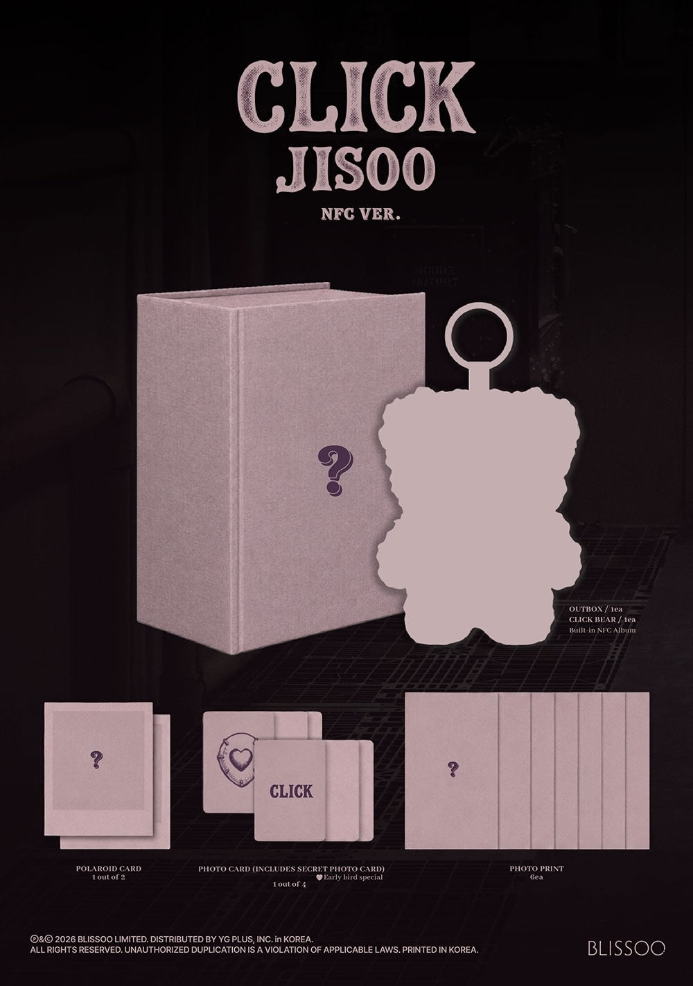JISOO SINGLE ALBUM CLICK CLICK BABY BEAR NFC VER. K-pop album - afbeelding 2