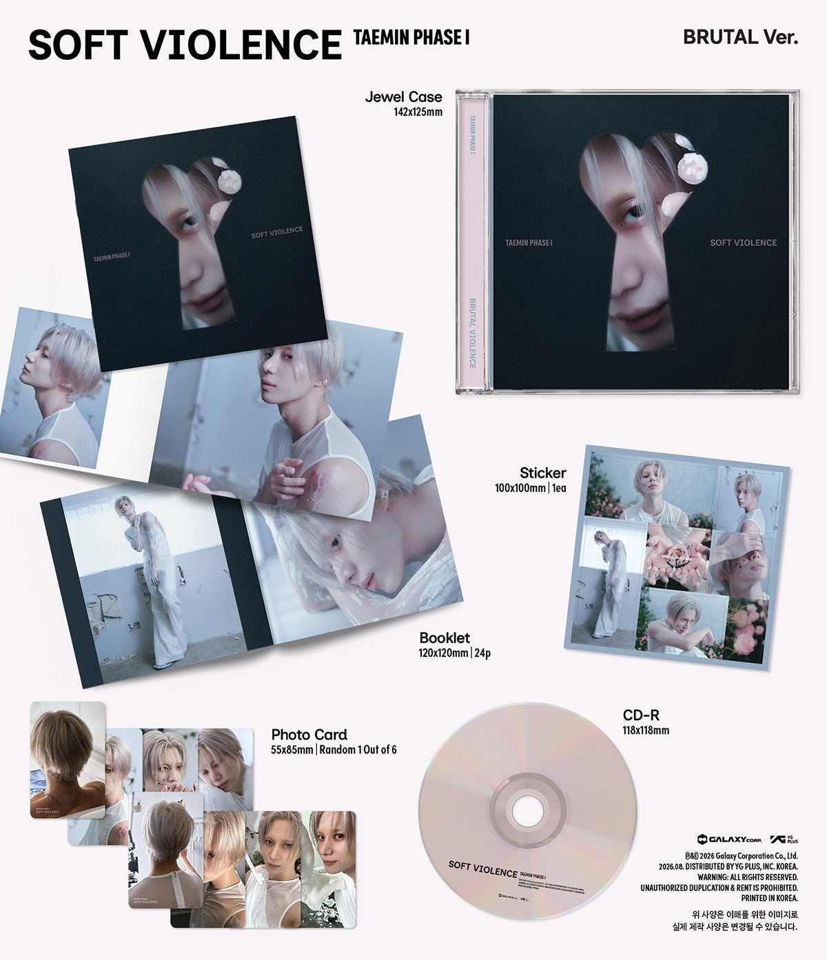 TAEMIN PHASE I : SOFT VIOLENCE JEWEL VER. (RANDOM) K-pop album - afbeelding 3