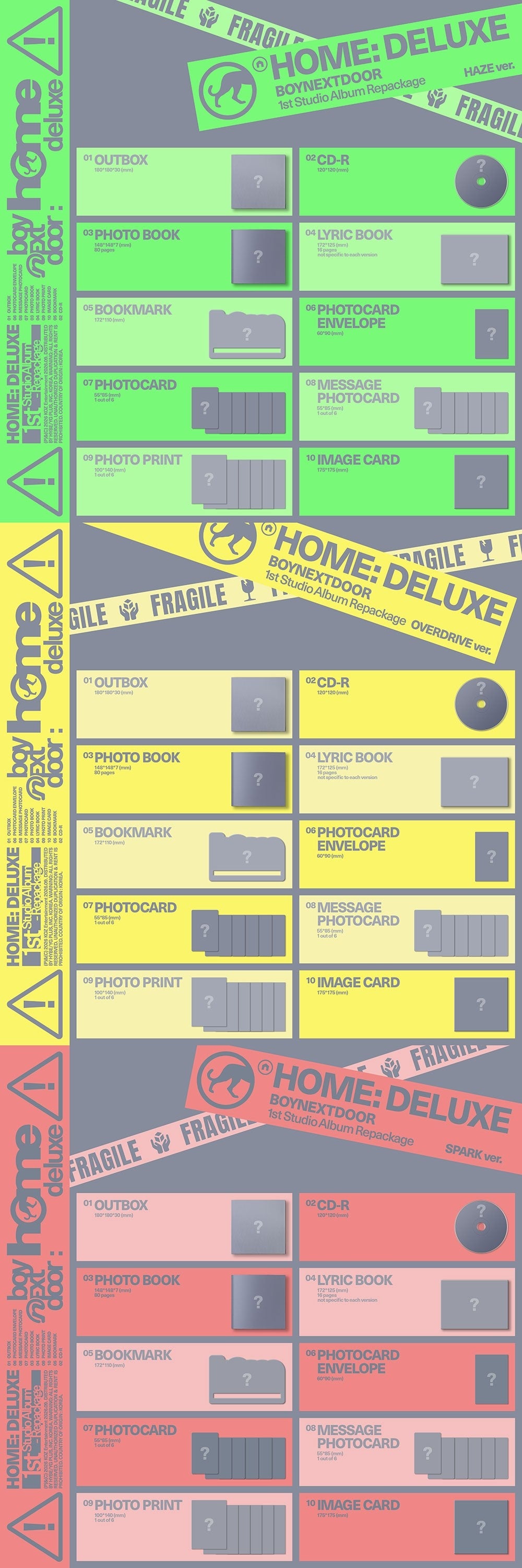 BOYNEXTDOOR 1ST STUDIO ALBUM REPACKAGE HOME:DELUXE 3 random versies (HAZE / OVERDRIVE / SPARK). K-pop album - afbeelding 2