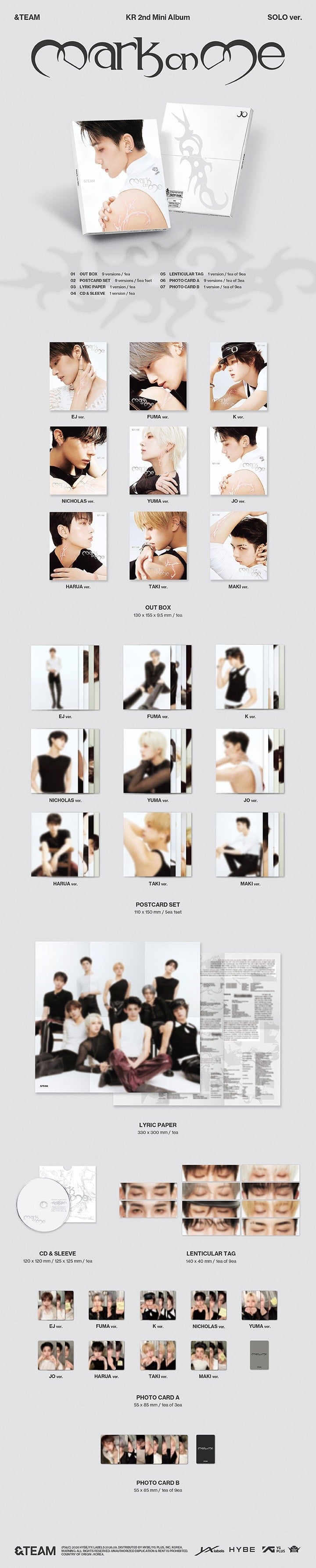 &TEAM KR 2ND MINI ALBUM 'MARK ON ME' SOLO VER. K-pop album - afbeelding 2