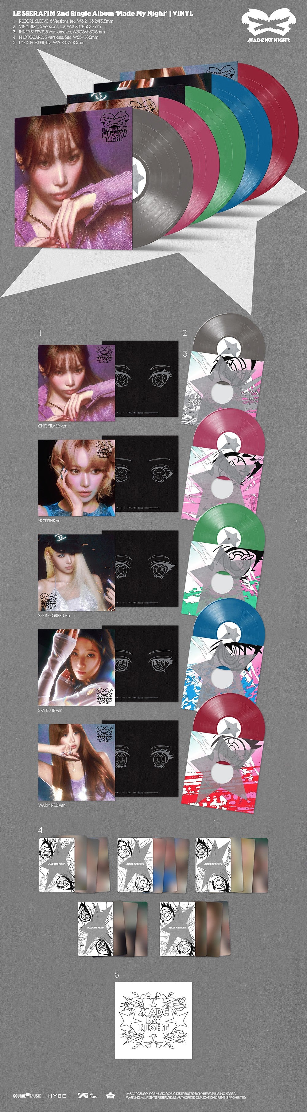 LE SSERAFIM 2ND SINGLE ALBUM 'MADE MY NIGHT' Vinyl K-pop album - afbeelding 2