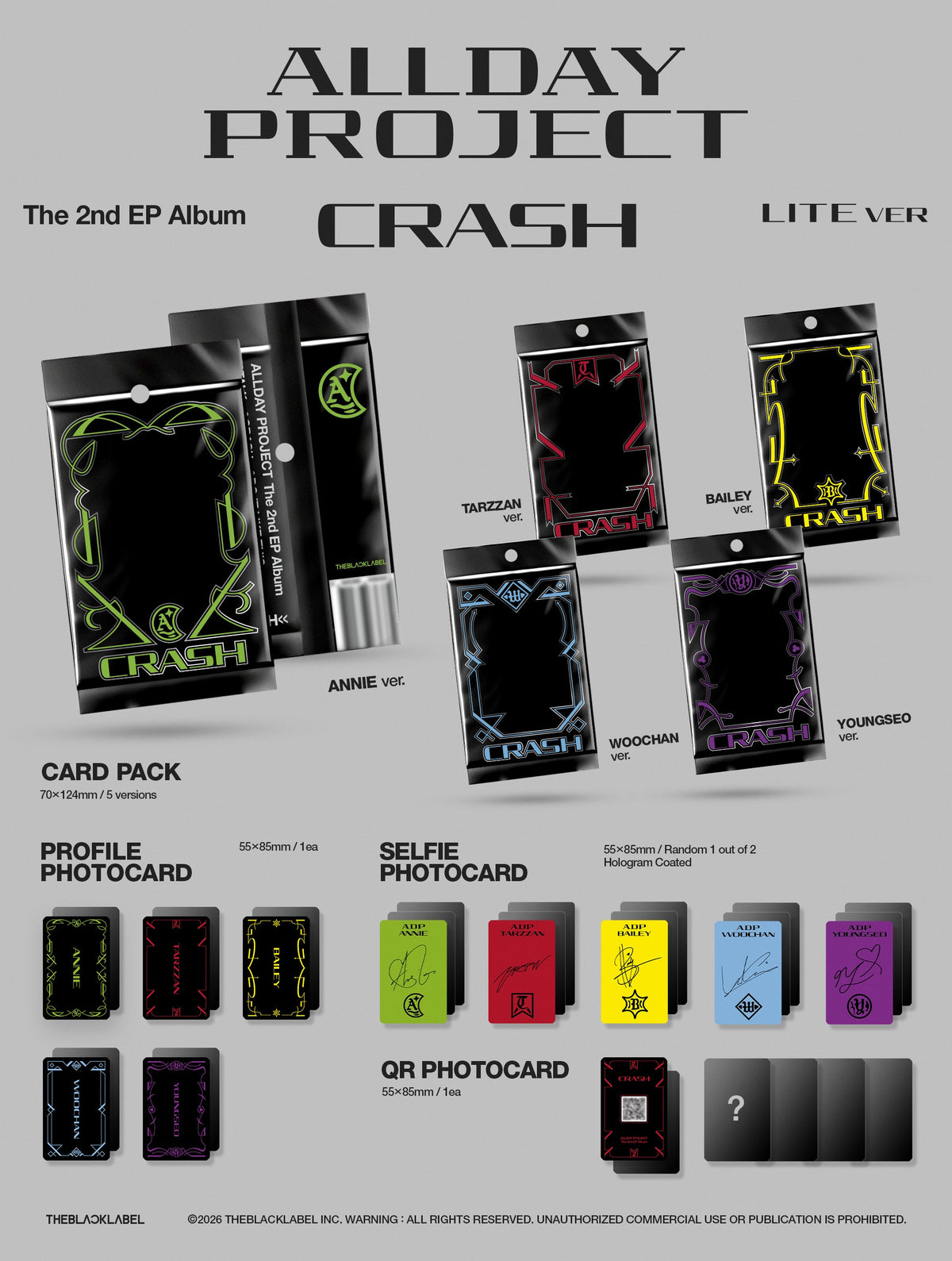 ALLDAY PROJECT 2nd EP Album 'CRASH' Lite Ver. 5EA 1SET K-pop album - afbeelding 2