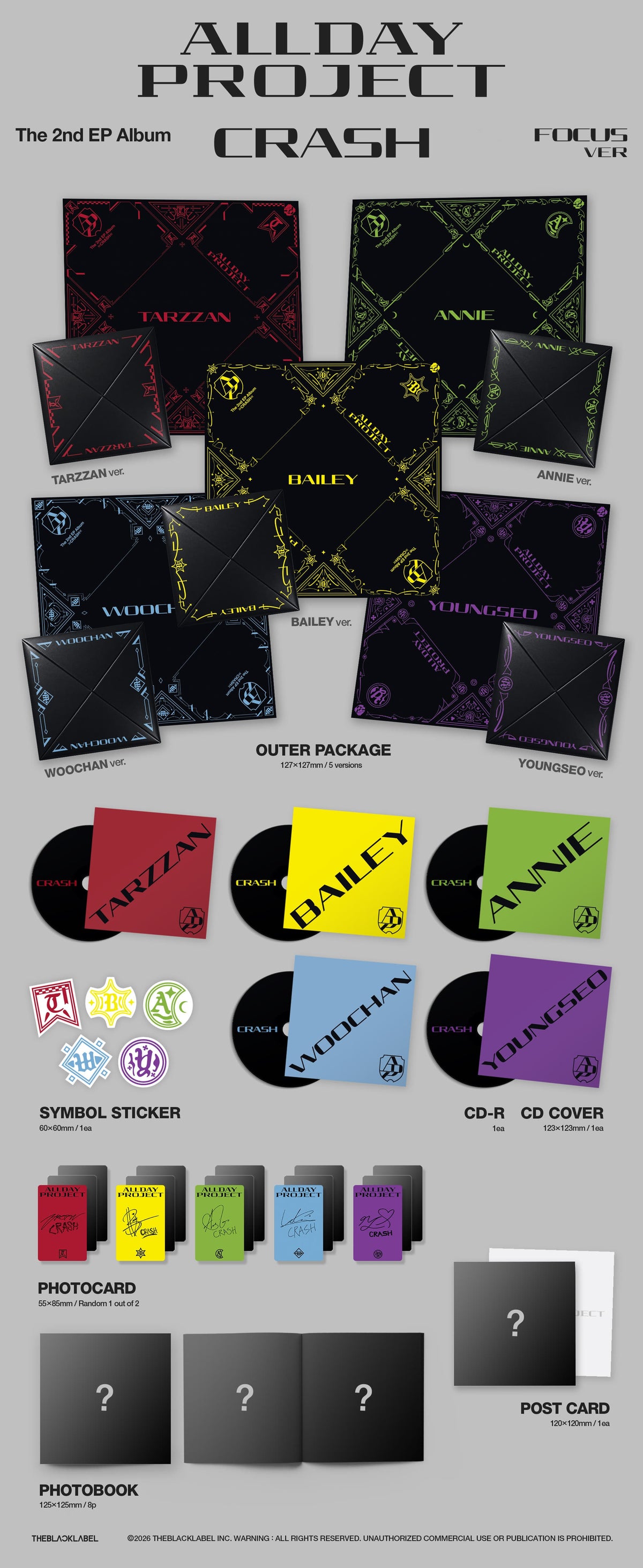 ALLDAY PROJECT 2nd EP Album 'CRASH' Focus Ver. 5EA 1SET K-pop album - afbeelding 2
