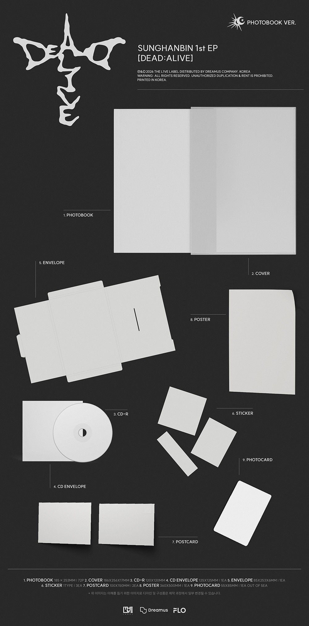 SUNG HANBIN DEAD:ALIVE Photobook Nocturne Ver. K-pop album - afbeelding 2