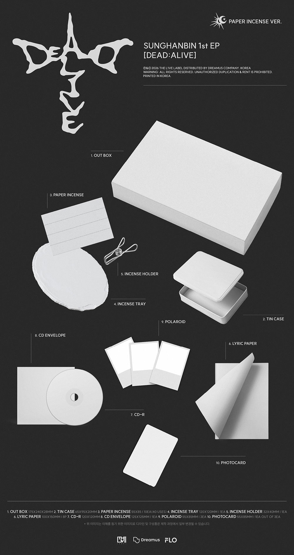SUNG HANBIN DEAD:ALIVE Paper Incense Ver. Limited K-pop album - afbeelding 2