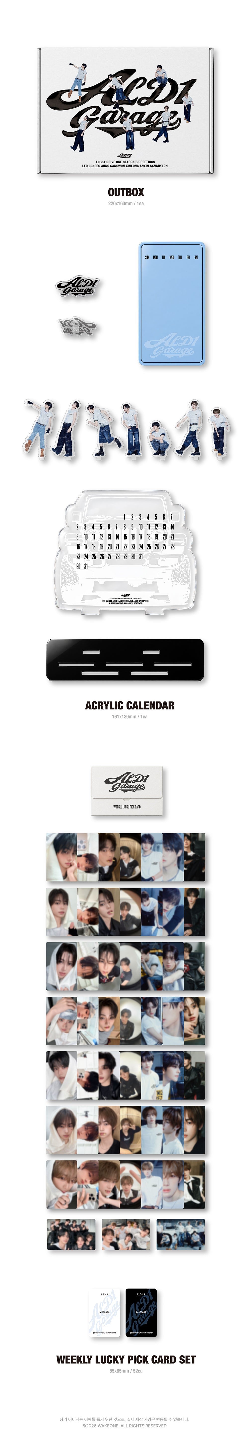 ALD1 GARAGE Desk Version acrylkalender en Weekly Lucky Pick Cards
