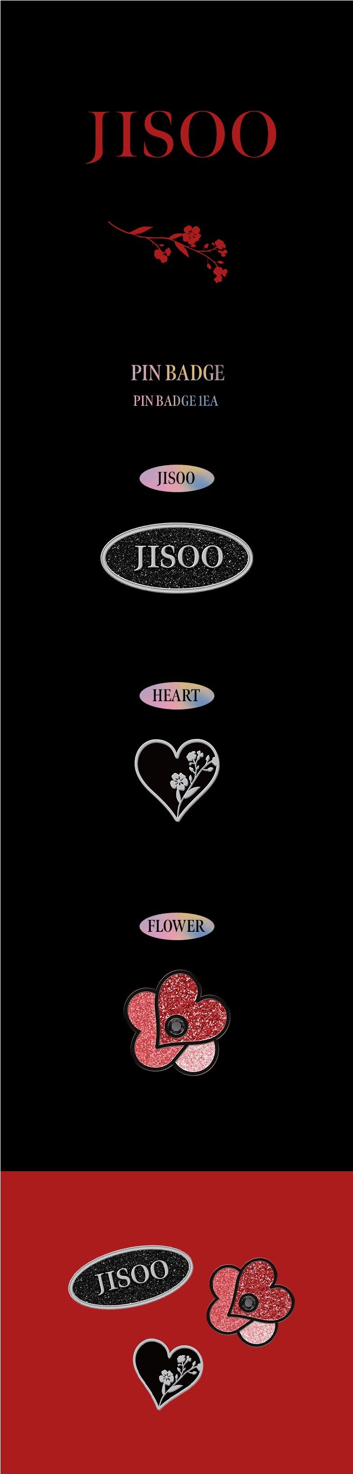 JISOO ME Pin Badge uitvoeringen en details