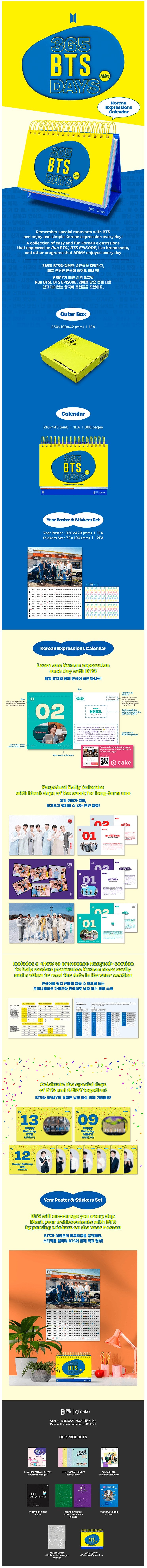 BTS 365 BTS DAYS kalender met jaarposter en stickers