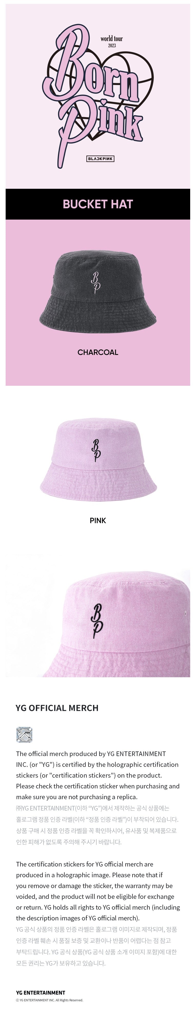 BLACKPINK BACKSTAGE Bucket Hat in CHACOAL en PINK