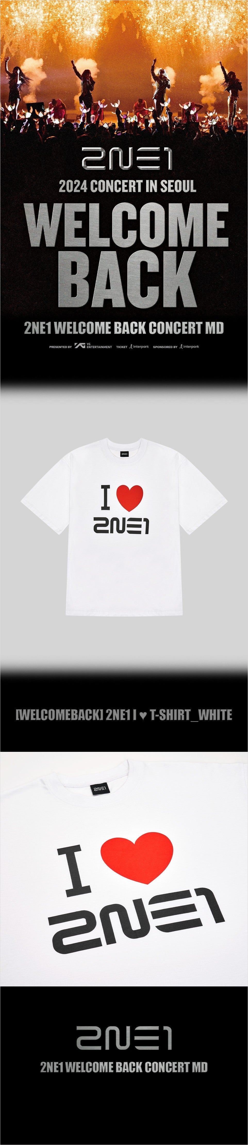 Maattabel 2NE1 WELCOMEBACK I LOVE T-Shirt