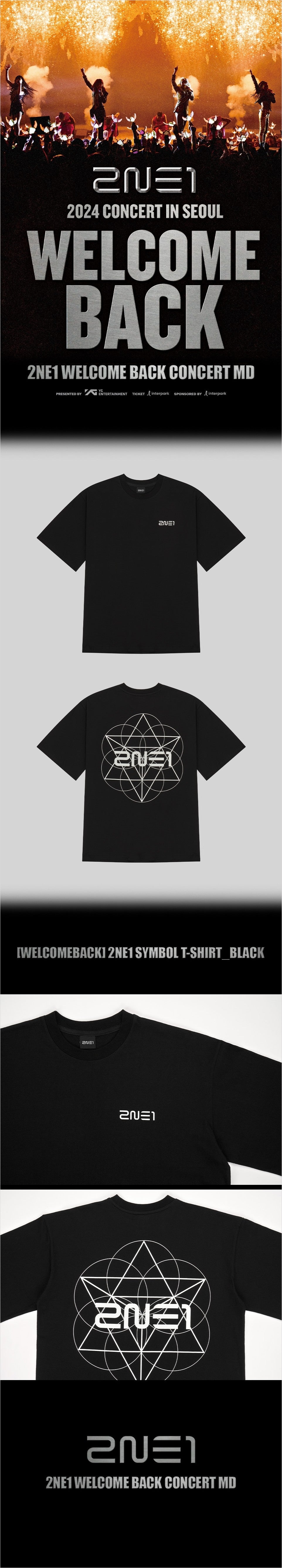 Maattabel en productdetails van het 2NE1 WELCOME BACK Symbol T-Shirt