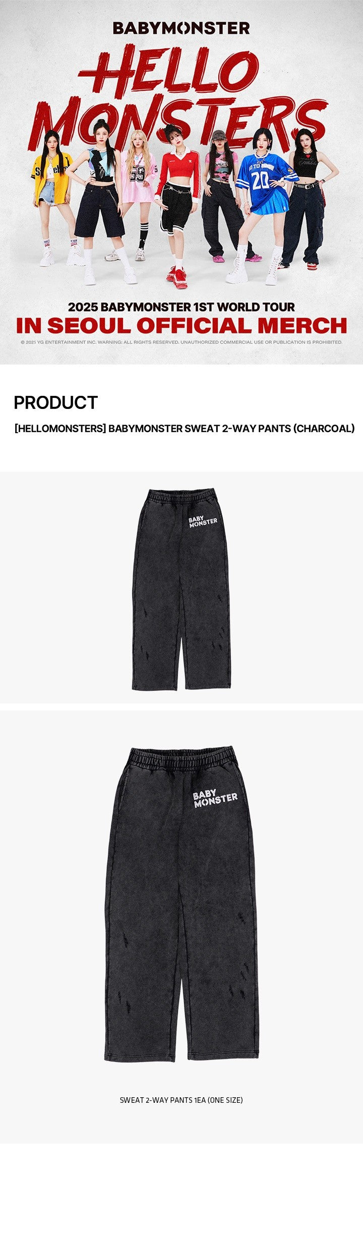 Details en afmetingen van BABYMONSTER HELLOMONSTERS sweatpants