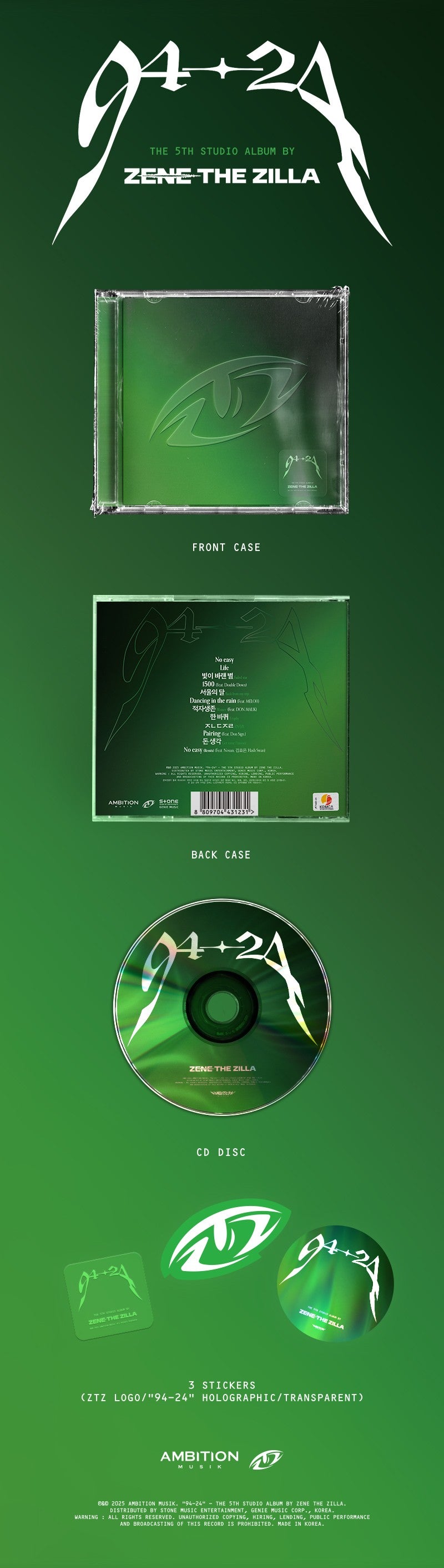 ZENE THE ZILLA - 94-24 inhoud met cd en stickers